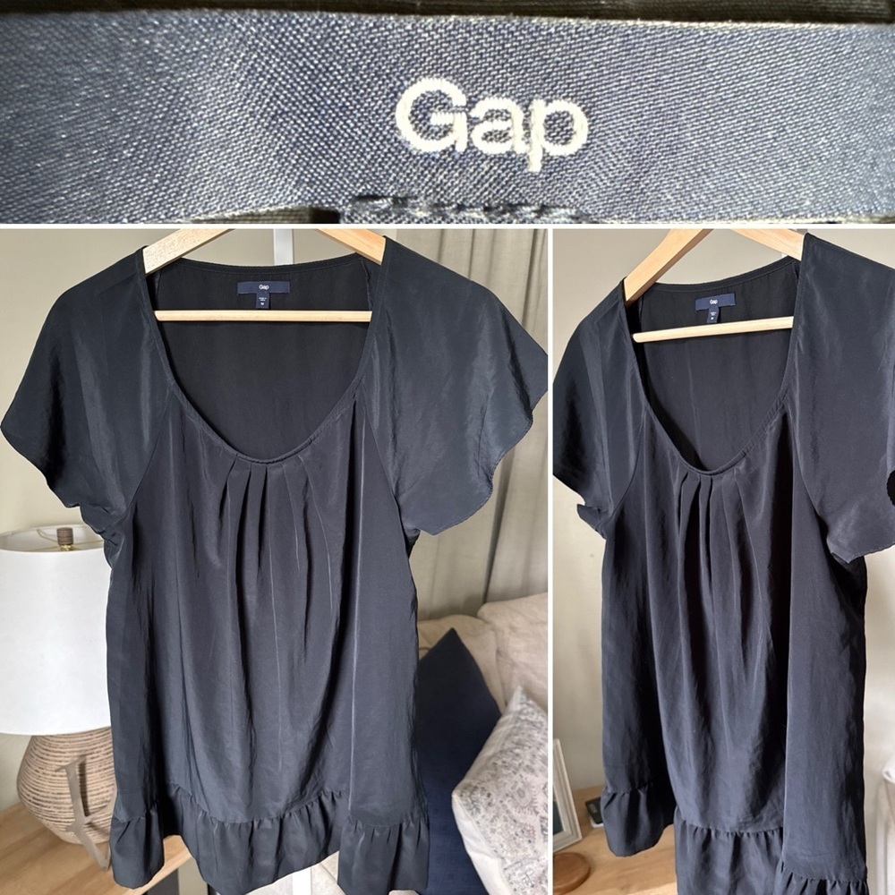 Gap Womens Black Short Sleeve Blouse Size M